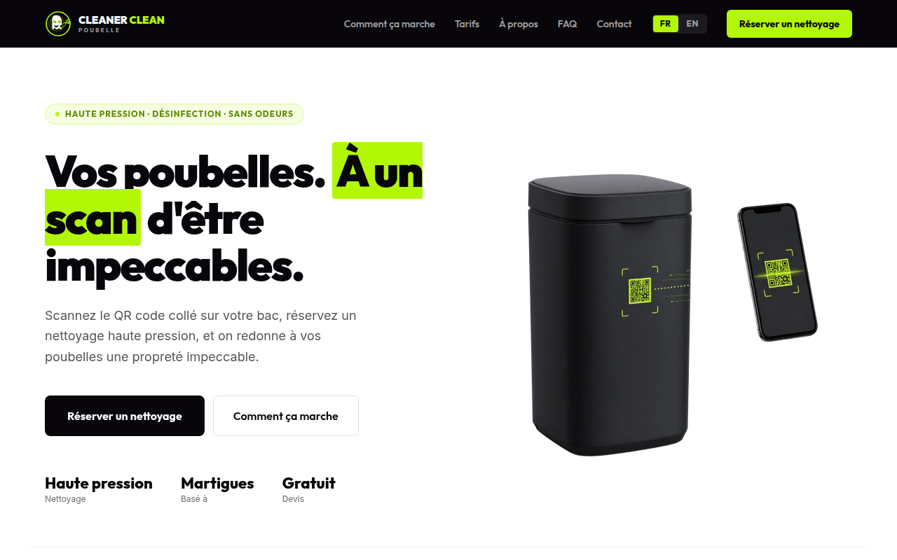 Cleaner Clean — site de réservation